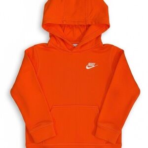 Nike Kids Bright Orange Pullover Hoodie with White Logo